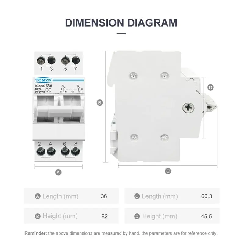 DTDT hot- TO219G 2P 63A Dual Power Manual Transfer Isolating Switch Interlock Circuit Breaker