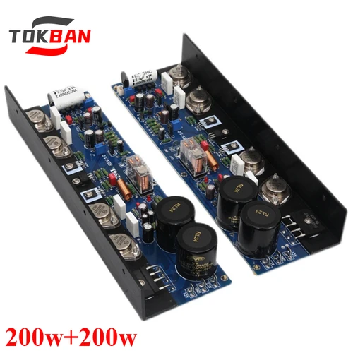TOKBAN 1 쌍 200w*2 2 채널 증폭기 보드 보호 회로가 있는 고전력 조정 가능한 클래스 AB/클래스 A 증폭기 오디오