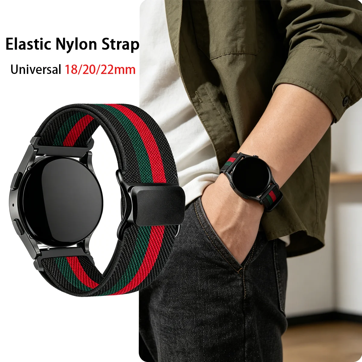 �y�Z�[�����z18/20/22mm�i�C�����X�|�[�c�o���h�ASamsung Galaxy Watch 5 6 7/Garmin Forerunner 255 265S Venu 4S/Huawei GT6/Amazfit BIP6 GTR4�Ή��X�g���b�v