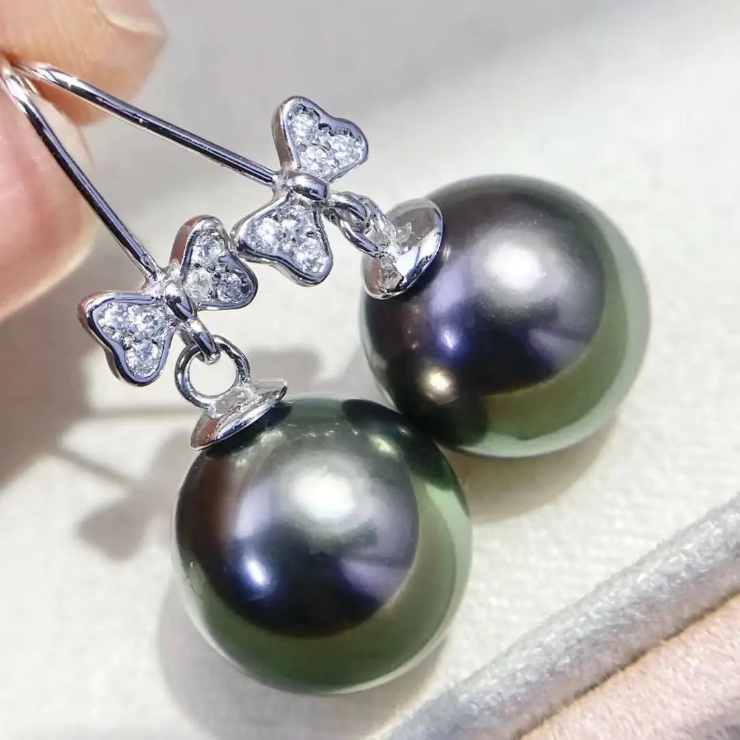 Wholesale Bow S925 Sterling Silver Earrings Mount Findings Settings Base Mounting Parts Accessory for 9-10mm Pearls 5 pairs/lot
