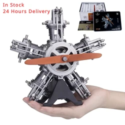 TECHING 5-Cylinder Radial Engine DIY  Electric Simulation Aircraft Model Metal Mechanical Assembly Kit Collection Gift