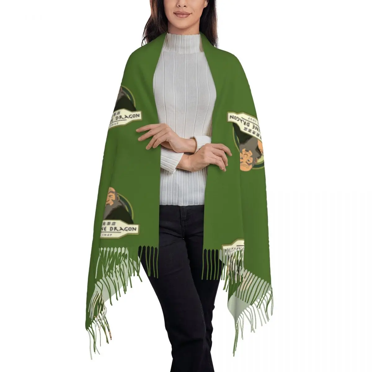 Iroh's Tea Shop From Avatar Scarf Tassel Scarves for Women Soft Warm Shawls and Wraps Large Fall Winter Shawl Wrap