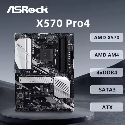ASRock X570 PRO4 Motherboard Supports 3600X 5600G 5700X 5700x3D 5800X3D CPU 4xDDR4 4066 MHz M.2 HDMI PCIe 4.0 ATX AM4 Mainboard