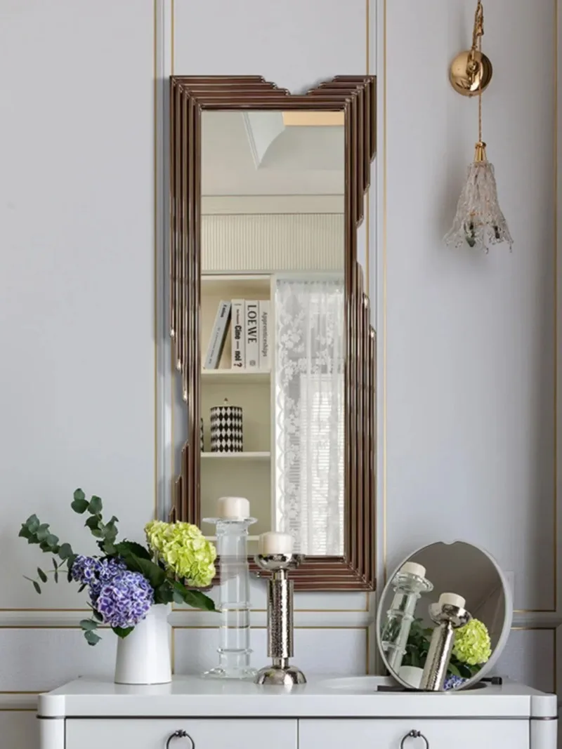 A176 Yy Creative design sense Light luxury wall-mounted full-body mirror Entrance decorative mirror Advanced irregular frame