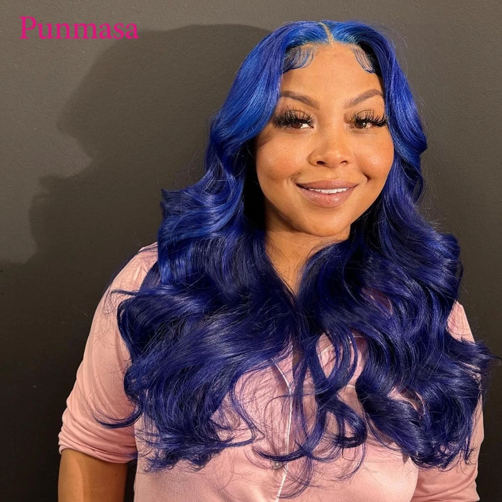 Perruque Lace Front Wig Body Wave Naturelle, Cheveux Humains, 13x6, Pre-Plucked, 200%, 13 Age, avec Reflets, Blue Document, pour Femme Africaine