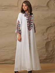 Eid Jalabiya Muslim Abaya Party Dress for Women Arab Embroidery Abayas Kaftan Long Dresses Robe Woman Elegant Ramadan Vestidos