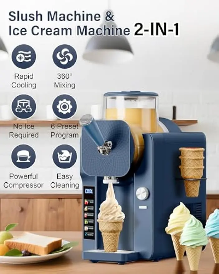 2 In 1 Frozen Beverage Appliance Slush Maker Ice Cream Processor Creates Smoothies Margaritas
