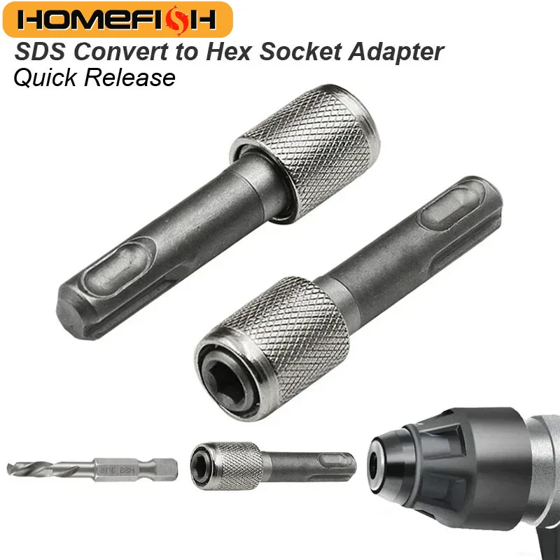 SDS Plus Convert To 1/4 Hex Shank Adapter Hexagonal Converter Electric Hammer Power Screwdriver Bit Holder Socket Impact Driver