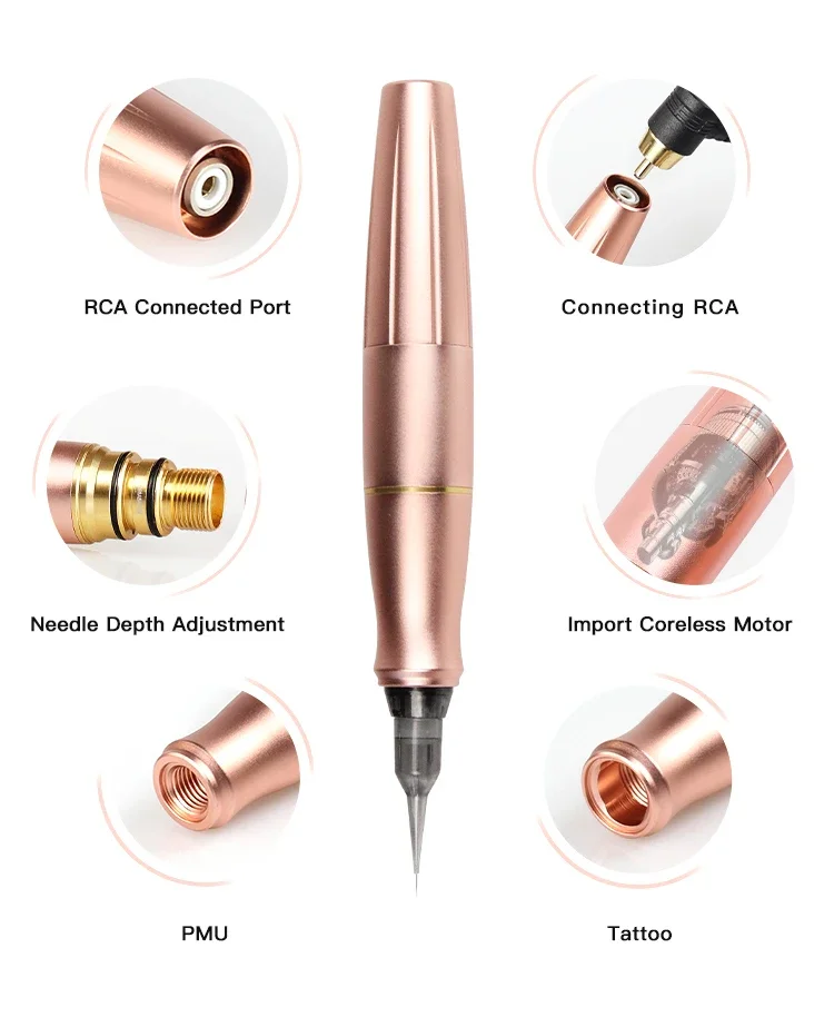 Kits de máquina de tatuaje de micropigmentación P90, maquillaje permanente, cejas, labios, inalámbrico, 2 en 1 dispositivo giratorio, PMU