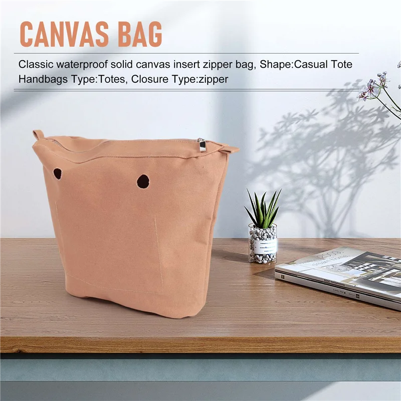 A63M-Waterproof Solid Canvas Insert Inner Lining Insert Zipper Pocket For Obag O Bag Handbag Bag view 5
