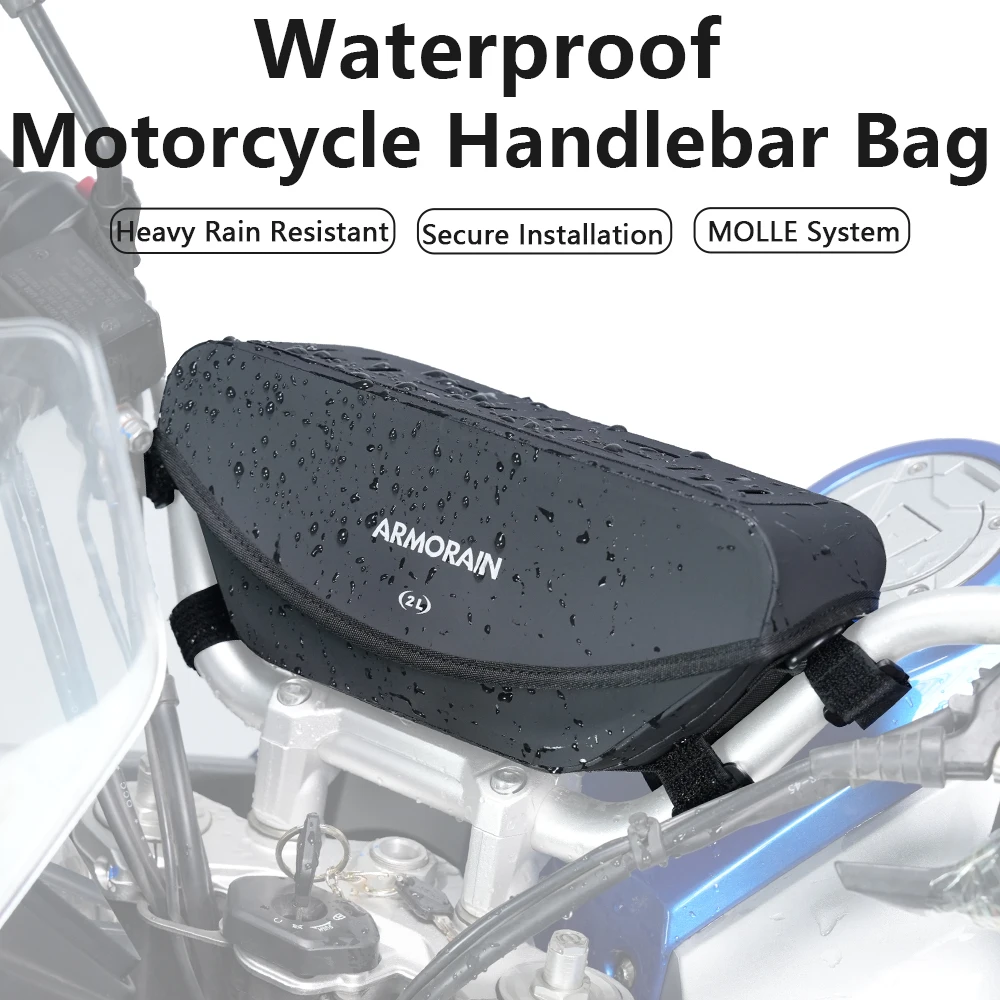 IPX Waterproof Motorcycle Handlebar Bag Full Sealed Front Fork Storage Holder Motorbike Phone Pouch Travel Tool Storage Bag