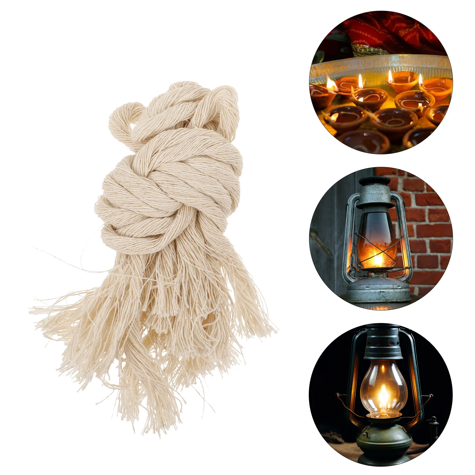 

8Pcs Lamp Wick Hemp Rope Oil Lamp Replacement Accessory for Indoor Outdoor Use Portable Burner Lantern Flame Supply