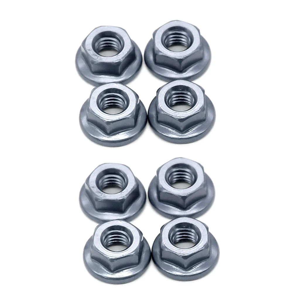 8Pcs CNC Metal Flange Lock Nut M4 1/10 1/8 1/14 RC Car Truck Crawler Drift TRX4 SCX10 SCANIA Universal Part,Titanium