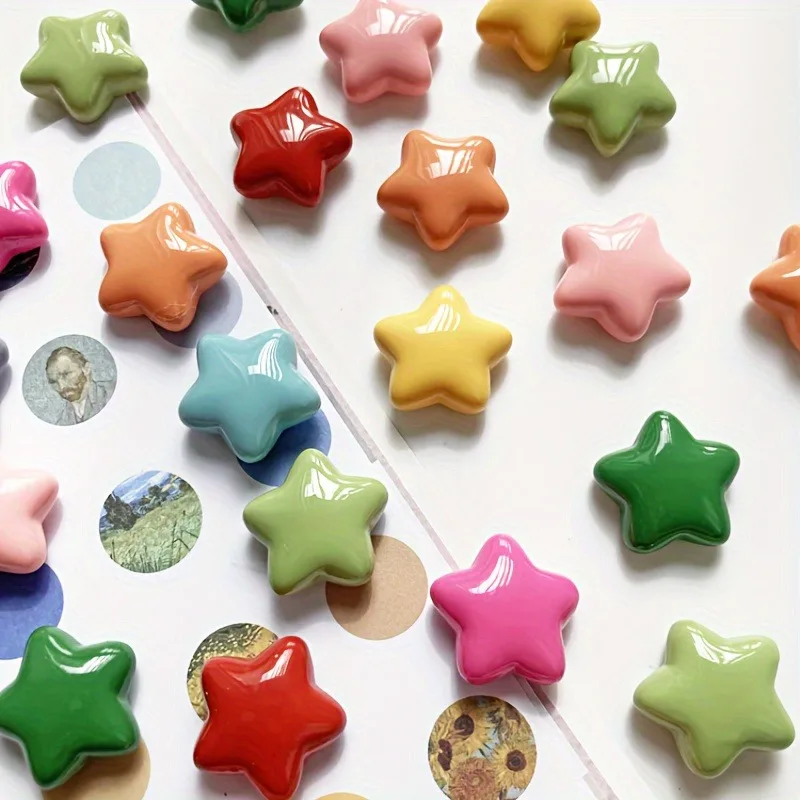 Imanes de refrigerador de 10 estrellas: material plástico, mini imán de refrigerador lindo para decoración del hogar, carpeta de mensajes de fotos