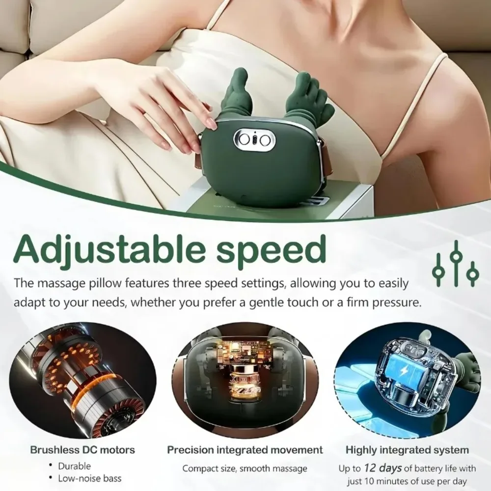 Neck Shoulder Massager, Shiatsu Massage Pillow Heat, Wireless Portable Rechargeable for Knots, Home Office Travel Gift Mom Dad gallery 6