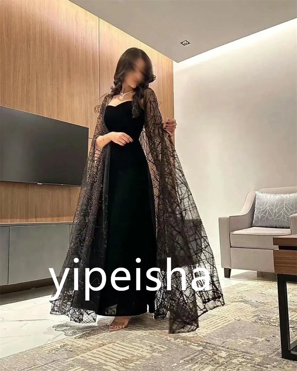 Customized Women Fashion Strapless Sheath Celebrity Dress  Tulle Anke length Skirts Charmeuse Evening