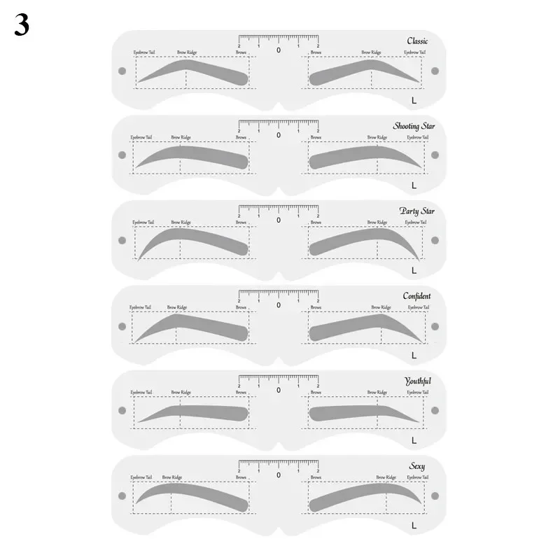 再利用可能なアイブロウシェイパー、DIY定規、ステンシル、ソフト定規、眉毛定義、スタンプカード、成形、女性用メイクツール、Mutiスタイルセット