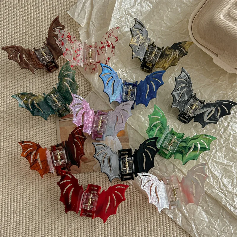 

DS Gothic Style Bats Acrylic Hair Claw 8.5CM Medium Size Claw Clips Halloween Trendy Hair Clips Hair Accessories for Women Girls