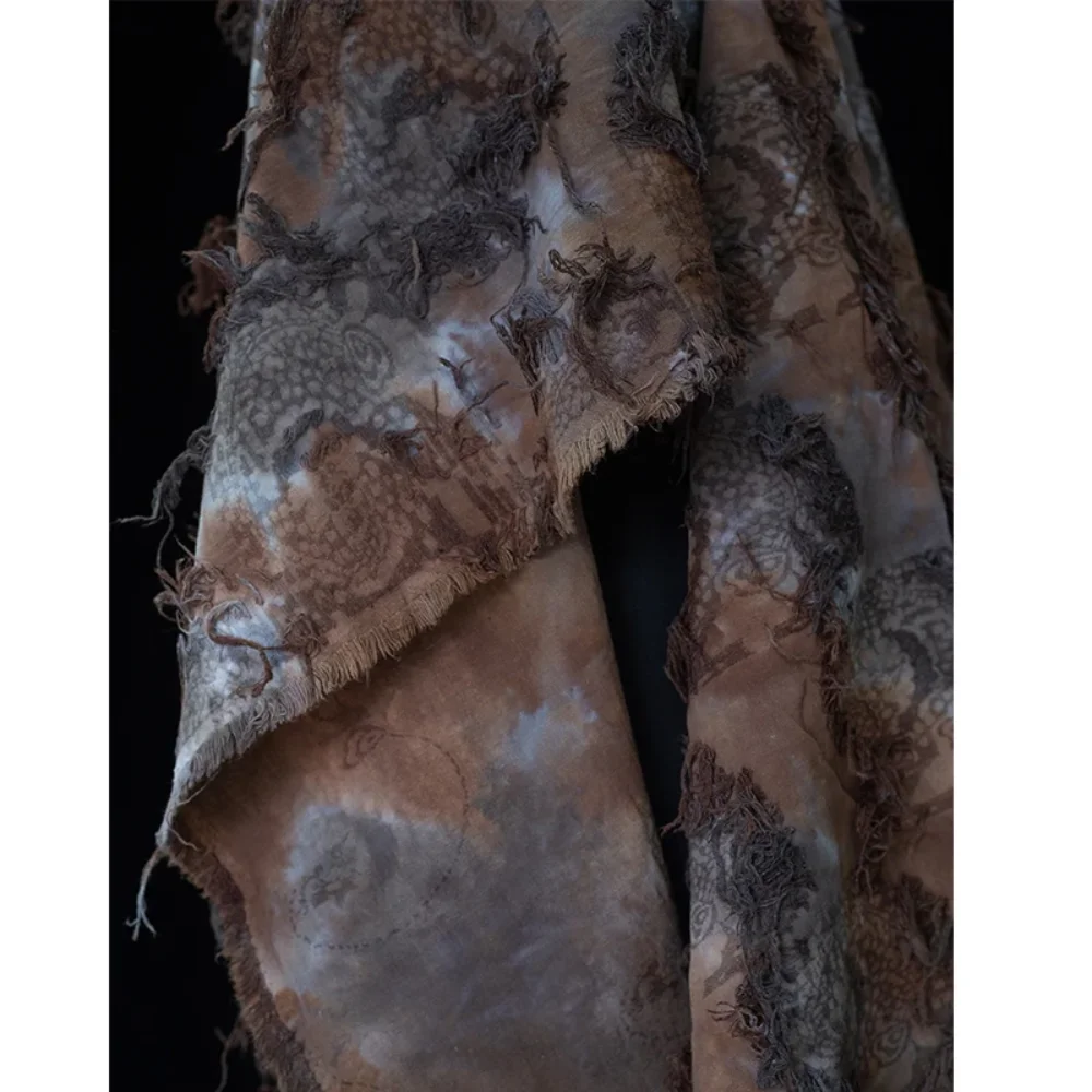 

Жаккардовая хлопково-льняная ткань с бахромой Tie Dye для дизайнерской модной одежды в этническом стиле, шитье своими руками, тканевый материал по дворам