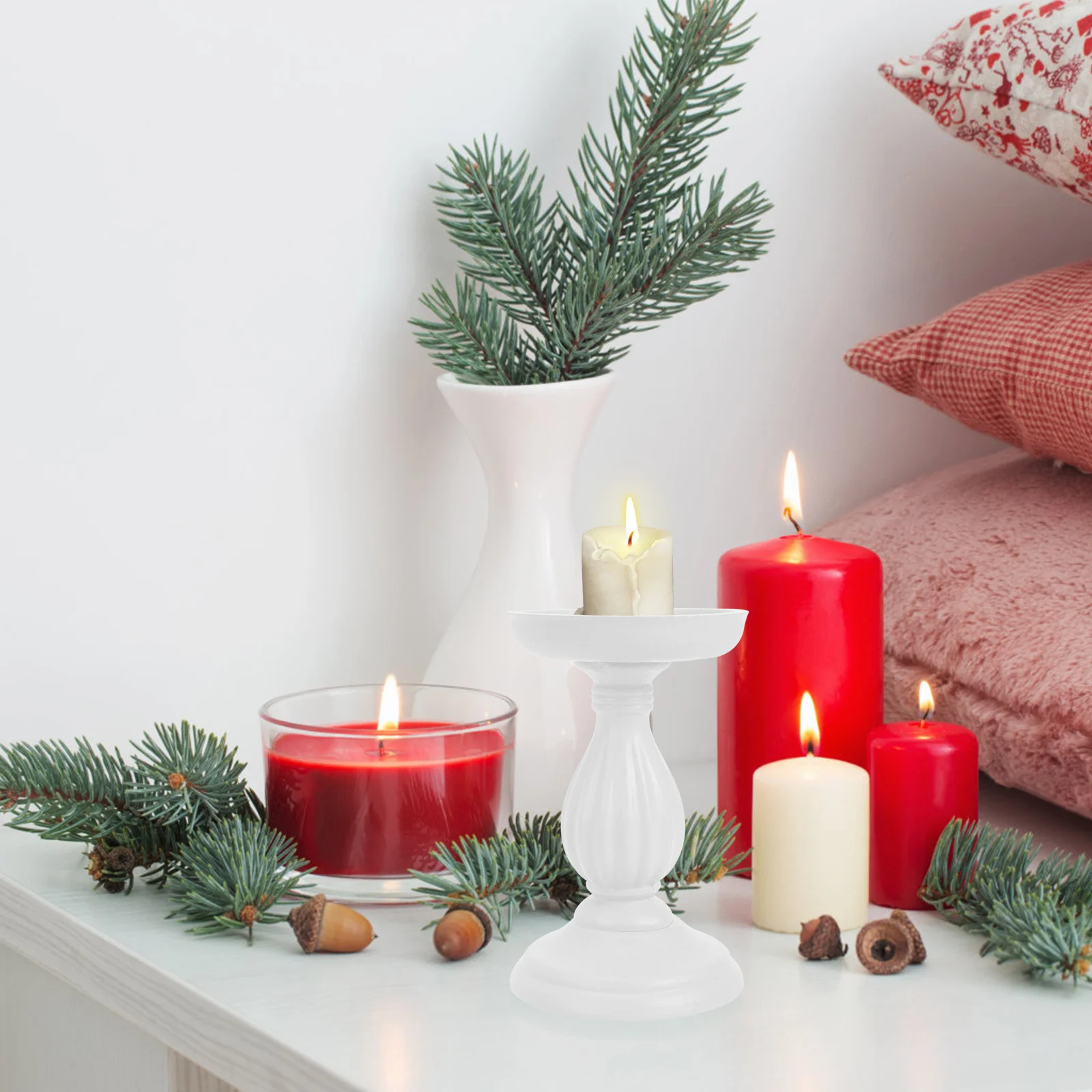 

Natural Wooden Vintage Candlestick Home Party Decoration Photo Prop Tea Light Holder Table Decor Photography Props