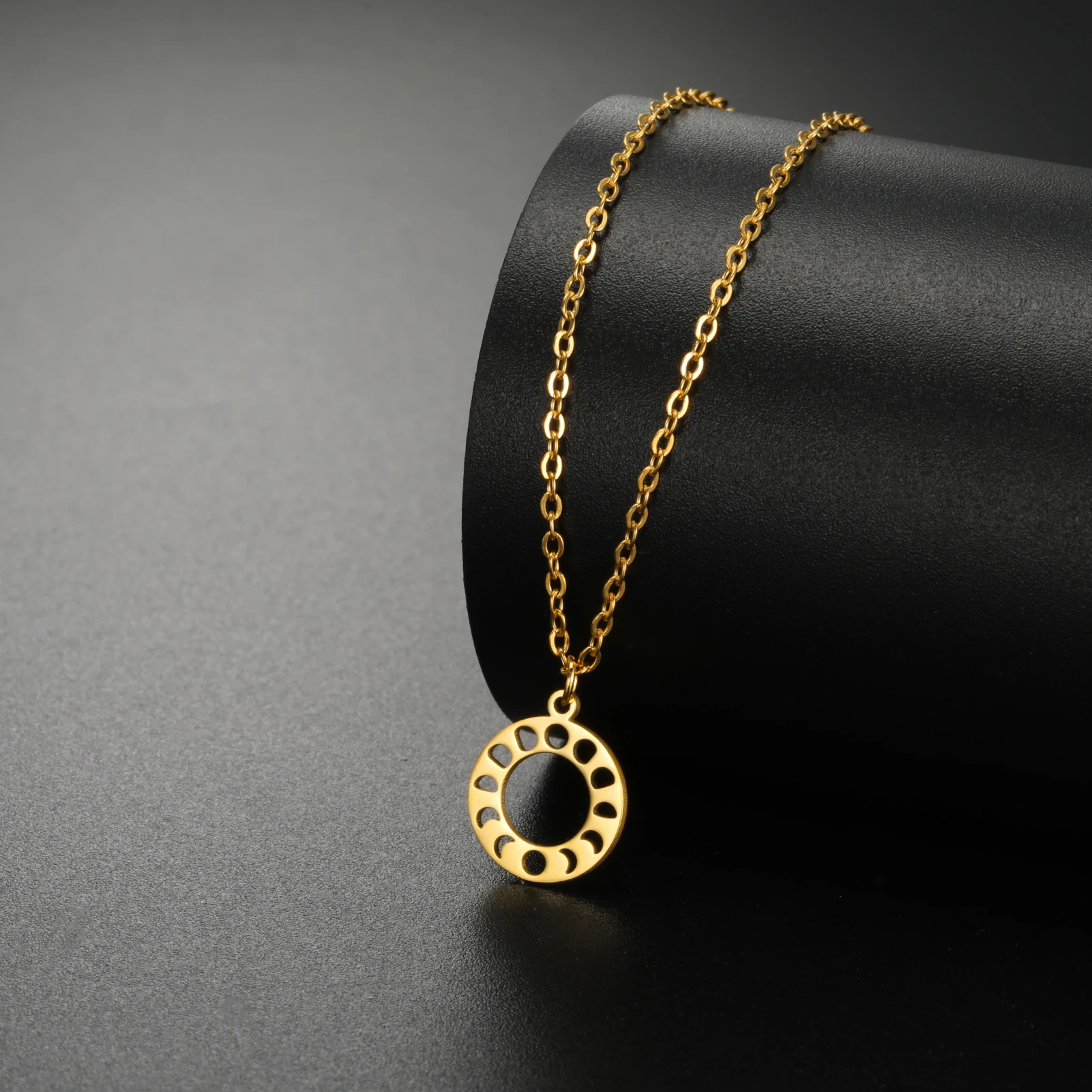 قلادة من الفولاذ المقاوم للصدأ للنساء ، خاتم مجوف ، قلادة الشمس والقمر ، هدية مجوهرات بسيطة ، هدية زفاف ، أزياء Skyrim ، جديدة #4