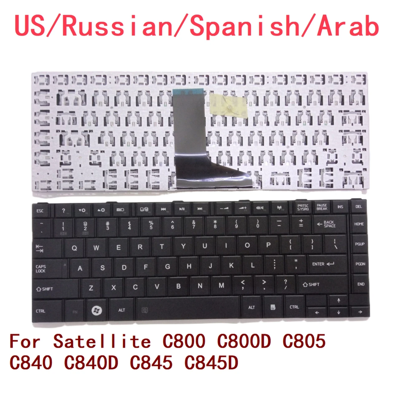 Nowa rosyjska hiszpańska klawiatura arabska do laptopa Toshiba satelita C800 C800D C805 C840 C840D C845 C845D Notebook