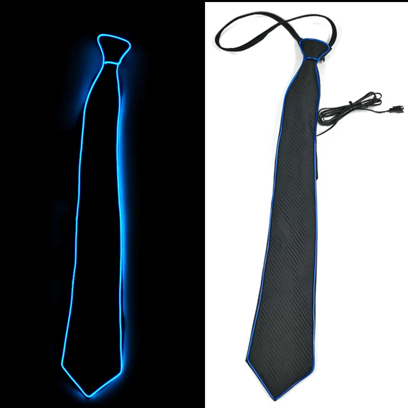 Homens brilhantes LED Light Up Tie, material de férias, acessórios do traje, boate, noite escura