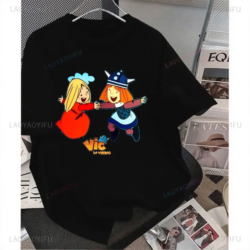Wickie camisa vickythe viking dos desenhos animados vintage impressão t os homens fortes filme animado camisa em quadrinhos y2k roupas topo gráfico