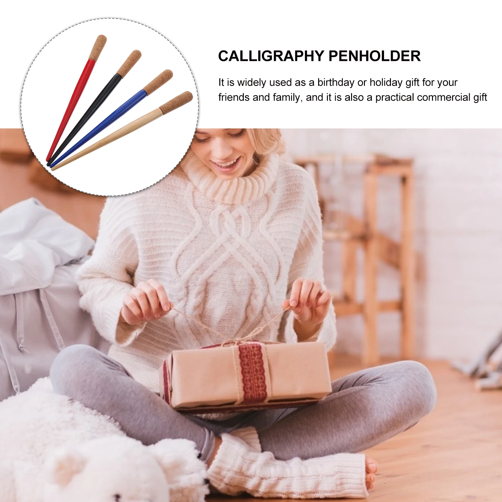 

4Pcs Retro Wooden Dip Penholder Durable Calligraphy Nib Holders Comfortable Writing Supplies Gift Calligraphy Penholder