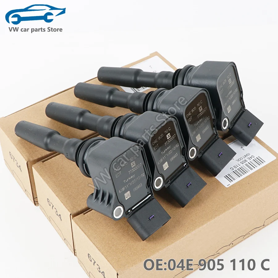 04E905110C 4 PCS Ignition coil For EA211 Audi A1 A3 VW POLO GOLF MK7 Skoda Yeti Fabia New Tiguan Passat 1.2T 1.4T 04E 905 110 C