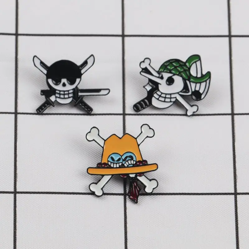 One Piece Animation Peripheral Toys Character Been-eyes Version Metal Brooch Badge Decorations Anime Action Figures Collection