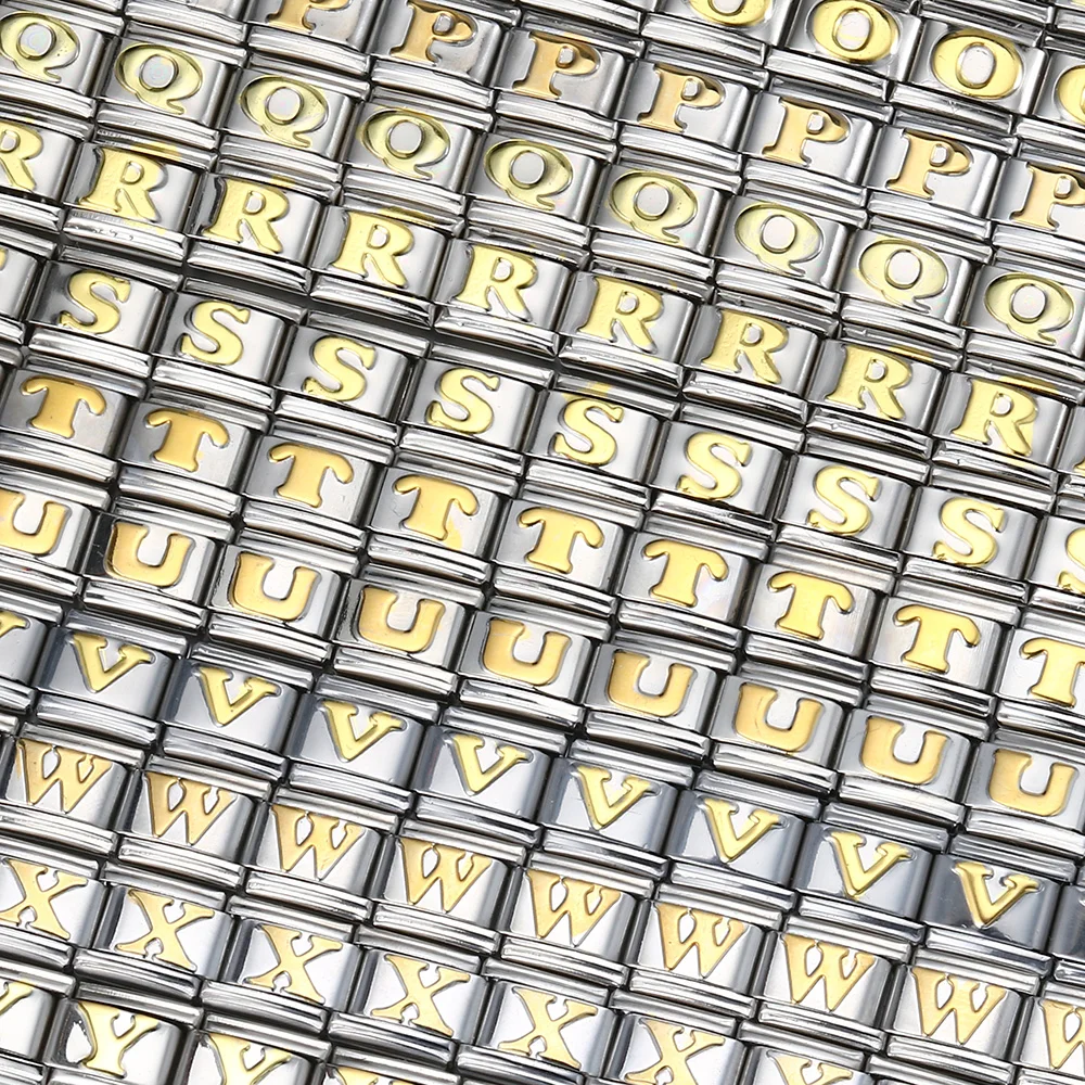 Gold Color Italian Charms Bracelet Letter Name Custom DIY Jewelry Making gift y2k