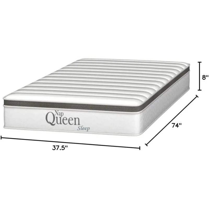 8 Inch Hybrid Mattress, Twin Size, Cooling Gel Infused Memory Foam and Innerspring Mattress, Bed in a Box,White & Gray