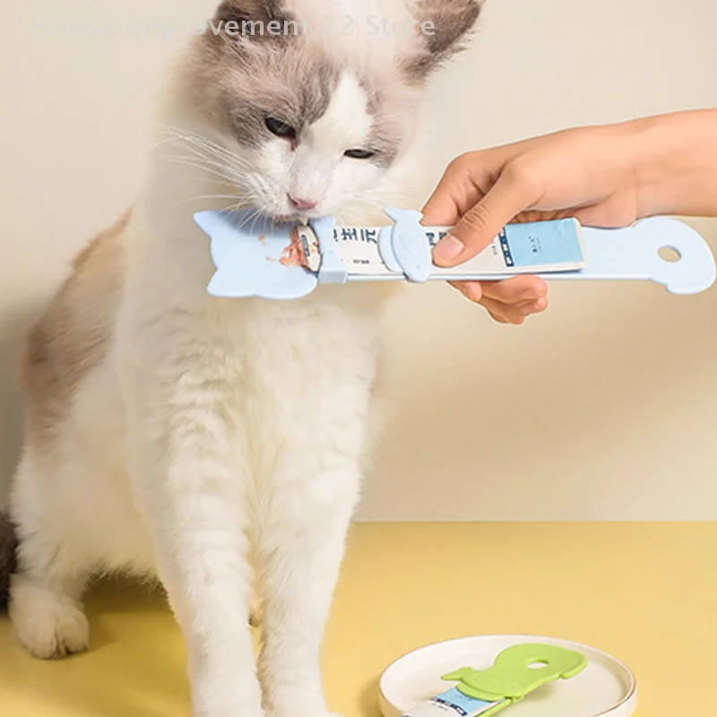 Ложка для кормления кошек с длинной ручкой, полоска для кошачьего корма, соковыжималка для мяса домашних животных, ложка для дозирования грязи для кошек, товары для домашних животных