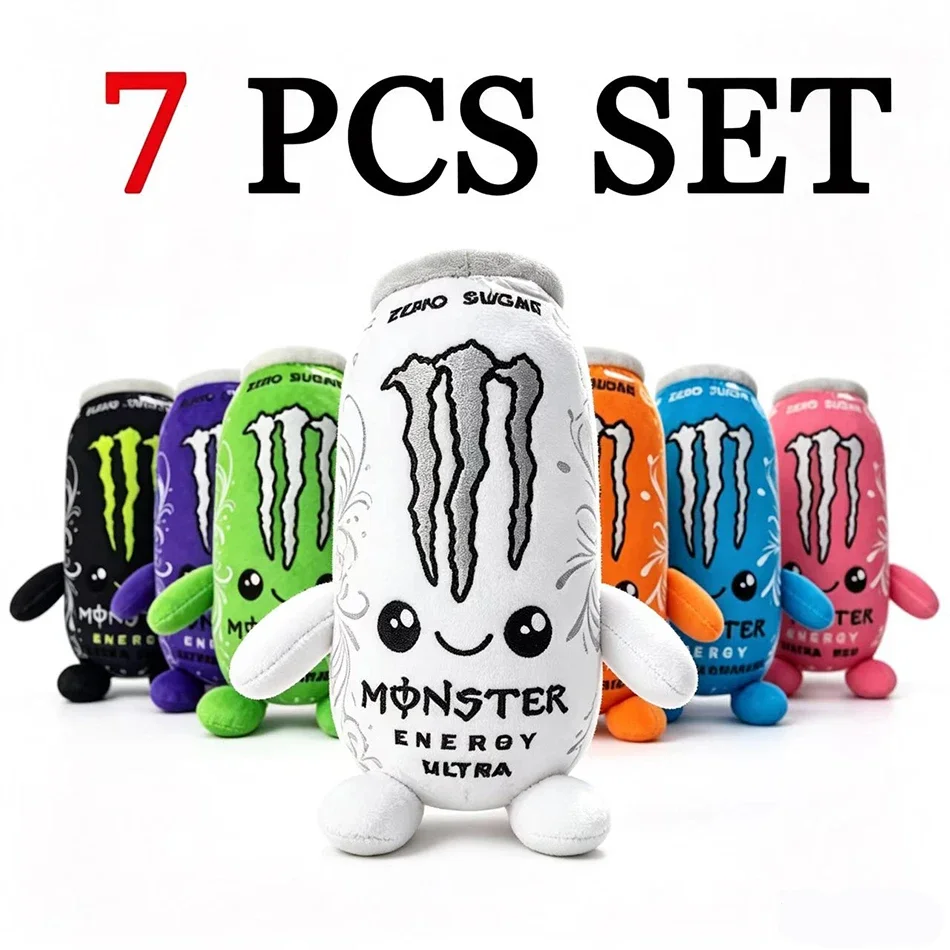 2026 M-o-n-s-ter Plush White Energy Drink Plush Toy Simulation Can Stuffed Doll Cute Soft Figure Decor Gift Friend Home Ornament