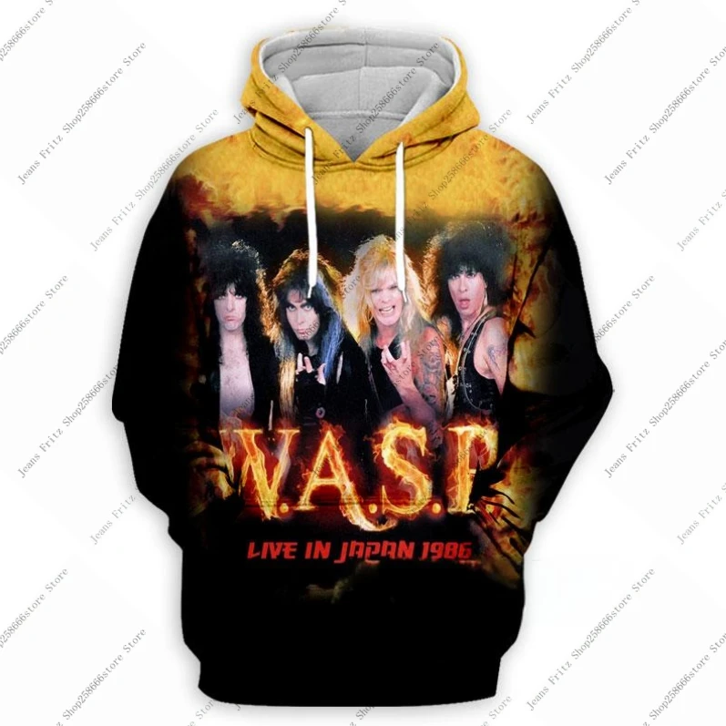 W.A.S.P Rock Hoodies 3D Printing Men's Women's Streetwear Casual Oversized Harajuku Hooded Sweatshirts Kids Hoodie