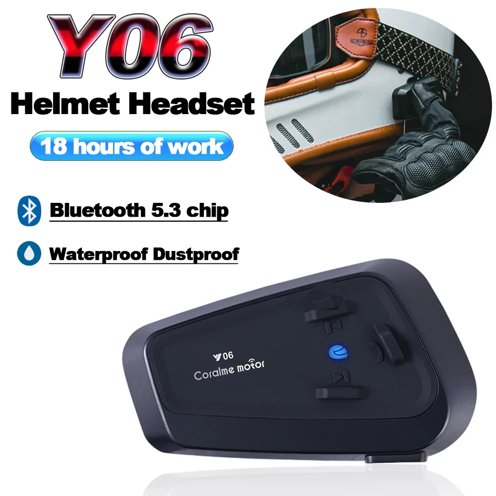 Y06 Motorcycle Helmet Headset Bluetooth 5.3 Motorcycle Wireless Hands-on Talking Headset Waterproof Motorbike Earphone