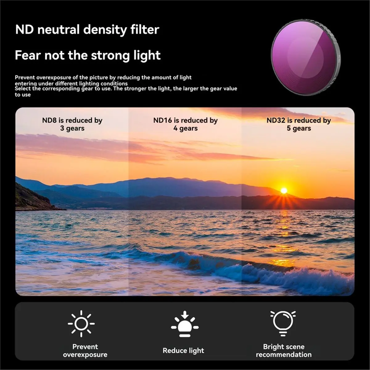 

N05R STARTRC for DJI NANO ND Filter Set CPL ND8/16/32 Filters Kit for DJI NANO Action Camera Accessories