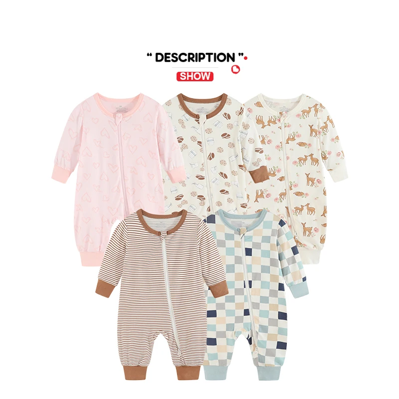 Fetchmous Baby Clothes Newborn Bodysuit Four Seasons Printed Pattern Boy Girl rompers Long Sleeve baby Jumpsuit 0-12 Months