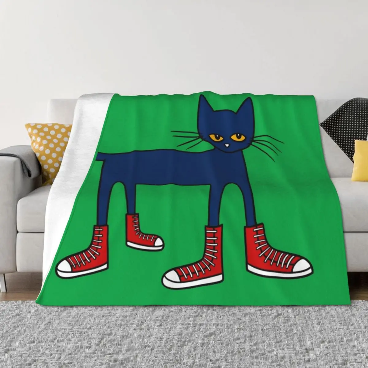 

Pete the Cat: Rocking in My School Shoes Throw Blanket Decorative Sofas Bed wednesday Personalized Gift Blankets