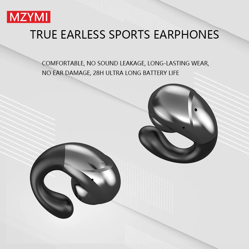 MZYMI Earclip Headphones Bluetooth Open Ear Earring Earphone Mini Wireless Earbuds Built-in Mic with EarHook For Workout Office