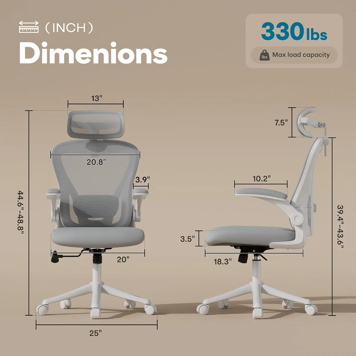 Ergonomic Office Chair with Memory Foam, Computer Desk Chair, Customized