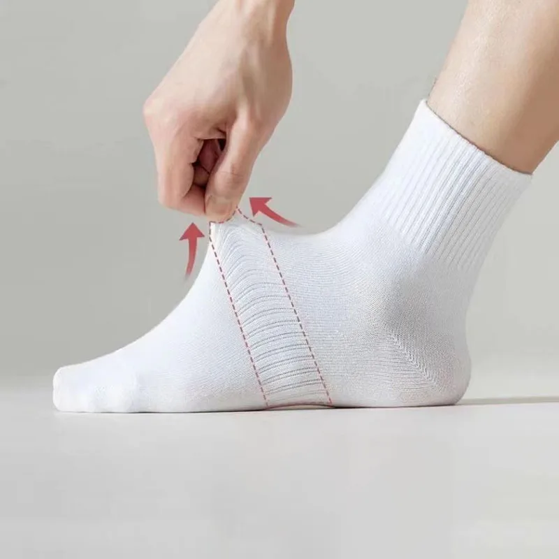 

10/20/30 Pairs Neutral Solid Color Mid Calf Round Neck Socks Spring Autumn Sweat Absorbing Breathable All Season Sports Socks