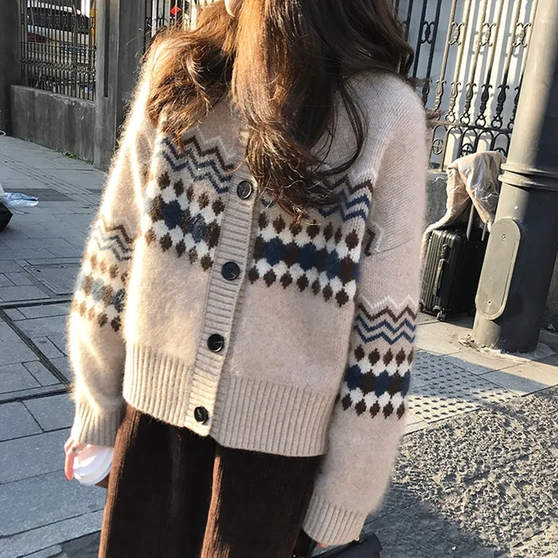 

2025 New Knitted Open Cardigan Women's Loose Long Sve Sli Student Spring Autumn Season Polyester Fiber 00% Sweater