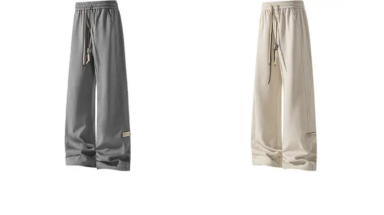Herren-Sweatpants mit Kordelzug, weitem Bein, einfarbig, elastischer Bund, lockere, gerade geschnittene Hose, Streetwear, Freizeit- und Alltagshose. – Detail 10