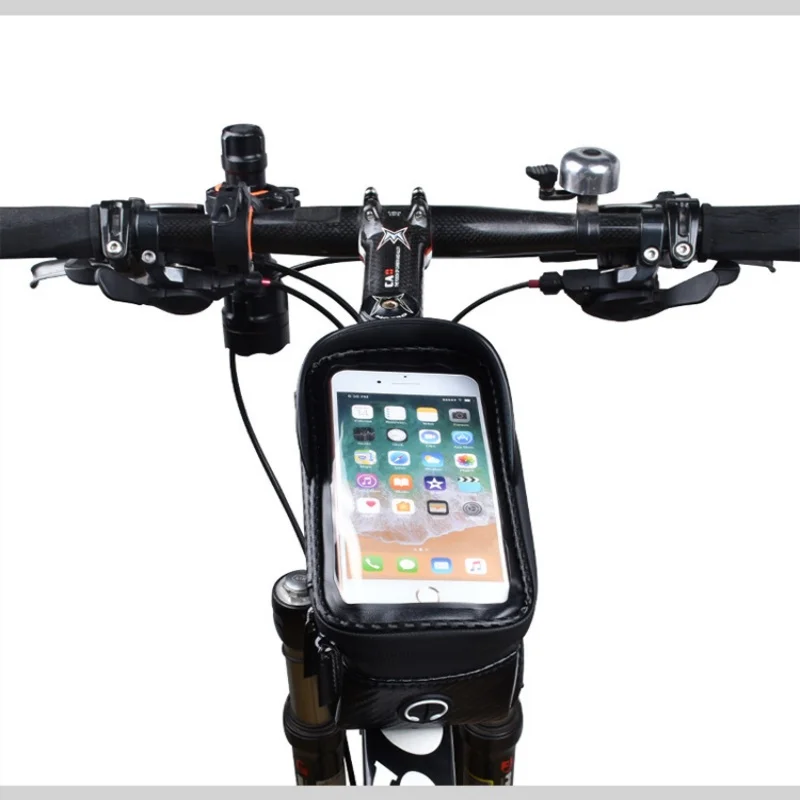 Outdoor cycling waterproof mobile phone bag, bicycle mobile phone front beam, chartered car beam upper pipe bag