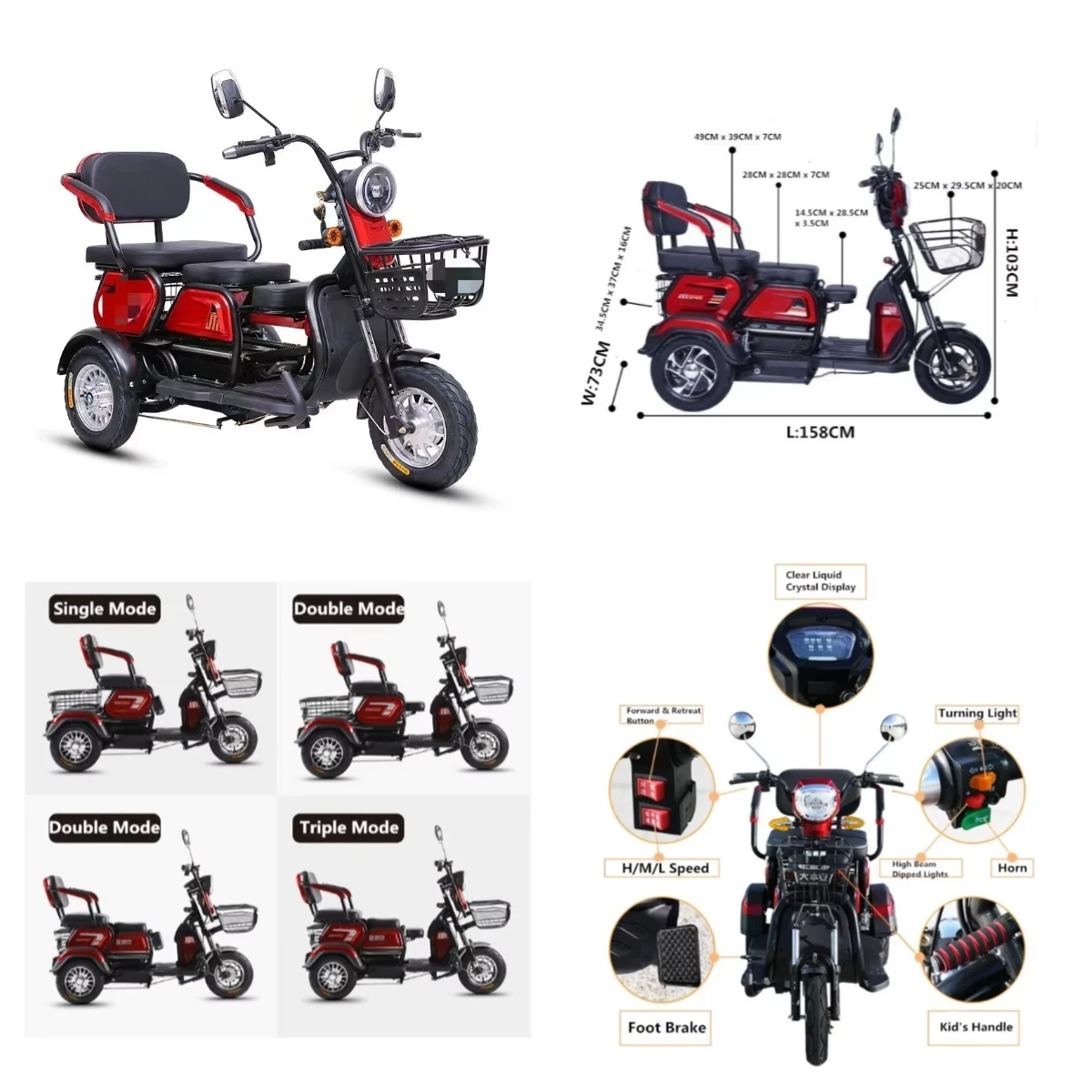 BF 2026 Yaoxunda New Model 3-Wheel Electric Passenger Tricycle From China 800W Power Open Body Type With EEC Certification