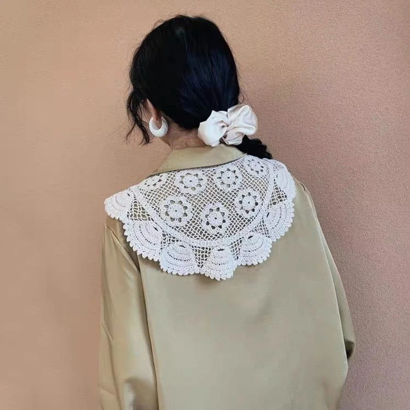 Lace Knitted Crochet Hollow Fake Collar Women Shawl Decorative Fake Collar Women Clothes Accessories Detachable Collar