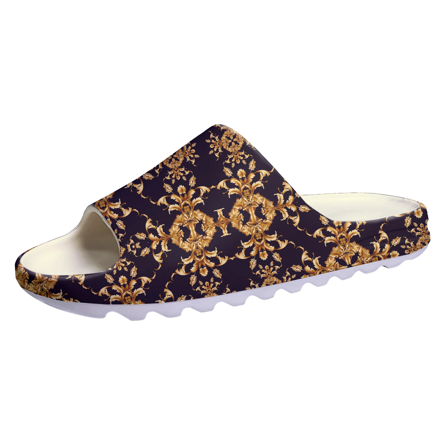 Luxury Golden Floral Baroque Soft Sole Sllipers Home Clogs Customized Step On Water Shoes Mens Womens Teenager Step in Sandals