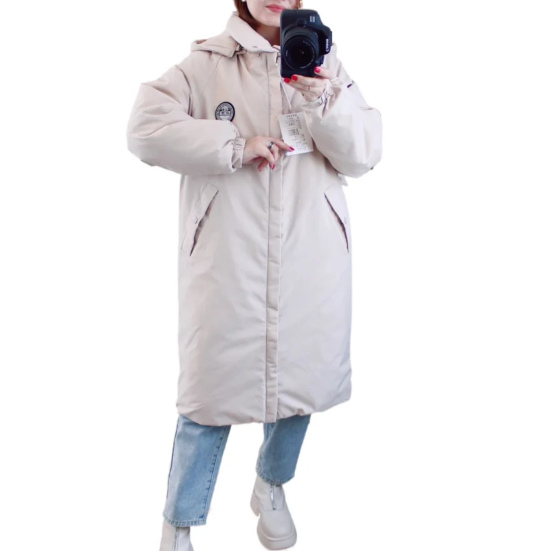 

The New Winter 2022 Thickening Cotton-padded Clothes Loose Down Cotton-padded Jacket In Long Over-the-knee Cotton-padded Jacket